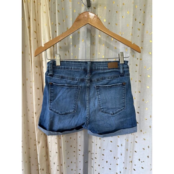 Judy Blue JB15007 DK Stretch Button Fly 5 Pocket Folded Hem Denim Jean Shorts 28 - Picture 3 of 6